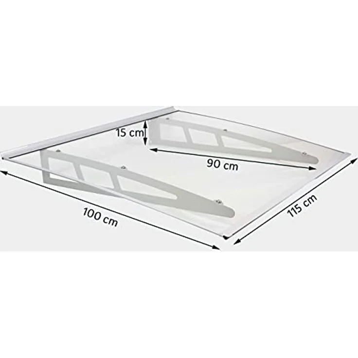 Vordach Aluminium 115 x 100 cm Türdach Türvordach Haustür Dach Pultvordach Überdachung – Bild 3
