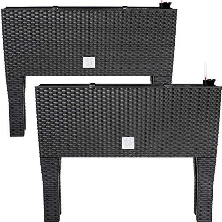 Hochbeet - 30 Liter - 60 x 25 x 46cm - Blumenkasten Polyrattanoptik 2 – Bild 2
