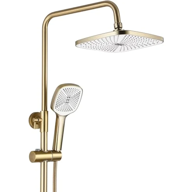wohnwerk.idee Duschsystem Design Duscharmatur mit Regenbrause und Handbrause, chrom – Bild 4