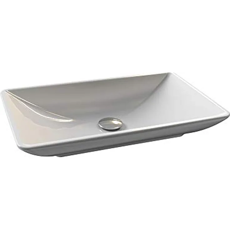Aqua Bagno | Waschbecken, Design Aufsatzwaschbecken, Waschtisch, aus Keramik, Handwaschbecken | 60x38x12,7cm | Weiß