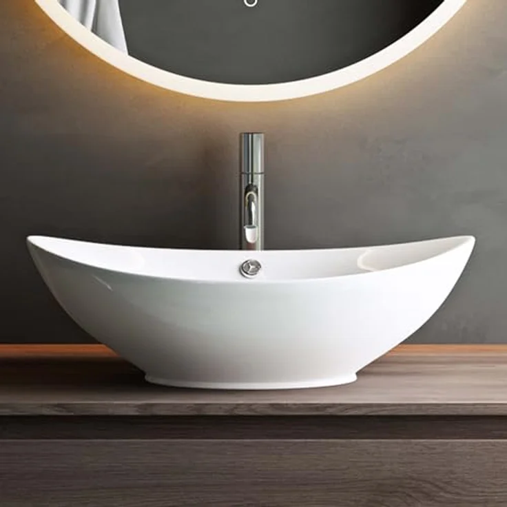 Mai & Mai Aufsatzwaschbecken Br818 Oval aus Keramik Waschschale Waschtisch Nano-Beschichtung, Keramik Waschtisch in ovaler Form mit NANO-Beschichtung – Bild 2