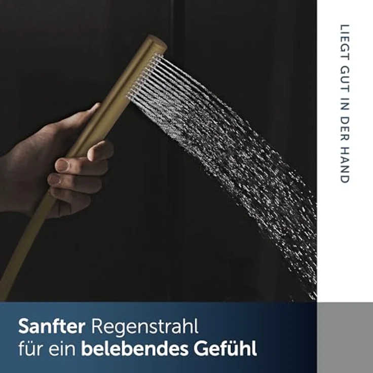 Ideal Standard Idealrain Atelier, Stabhandbrause in Brushed Gold mit Durchflussbegrenzer und kratzfester PVD-Beschichtung – Bild 7