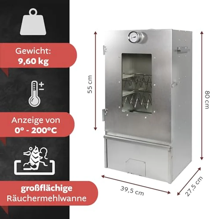 LEMODO Räucherofen 80x39,5x27,5 cm, Kalträucherofen mit Thermometer, umfangreichem Zubehör und großer Räucherkammer, Tischräucherofen zur Fisch-, Fleisch- und Käseherstellung – Bild 2