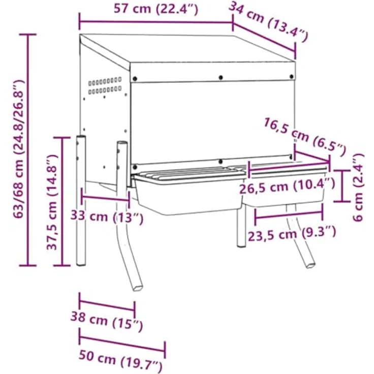 vidaXL Hühnerstall Hühner-Nistkasten 2 Fächer, verzinkter Stahl mit flexibler Beinhöhe, Silber/Dunkelgrün/Schwarz – Bild 4