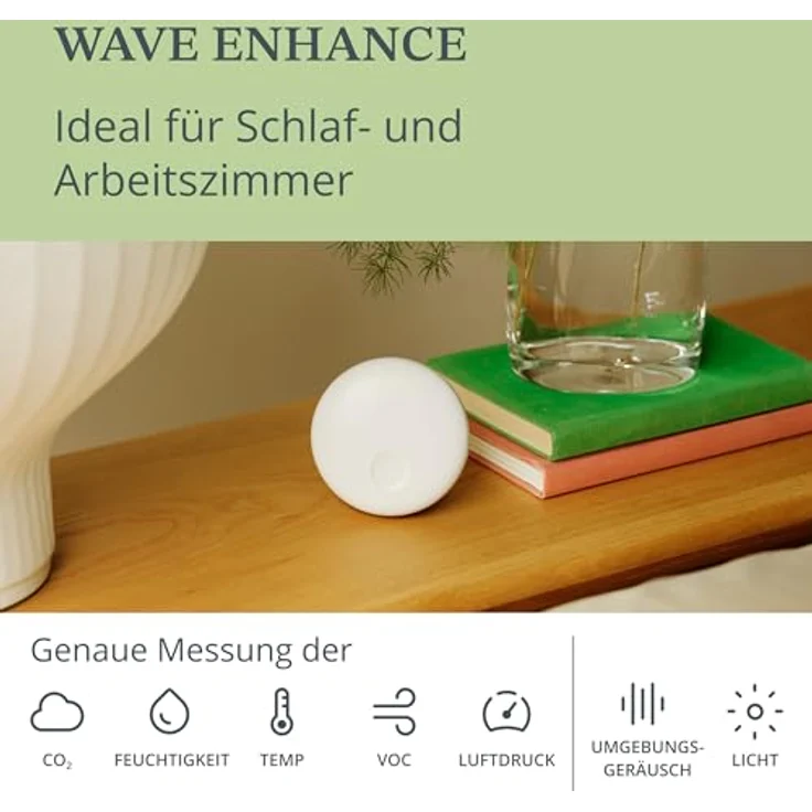 Airthings Wave Enhance, Thermometer + Hygrometer mit CO2- und VOC-Sensoren, kabellos, Weiss – Bild 2