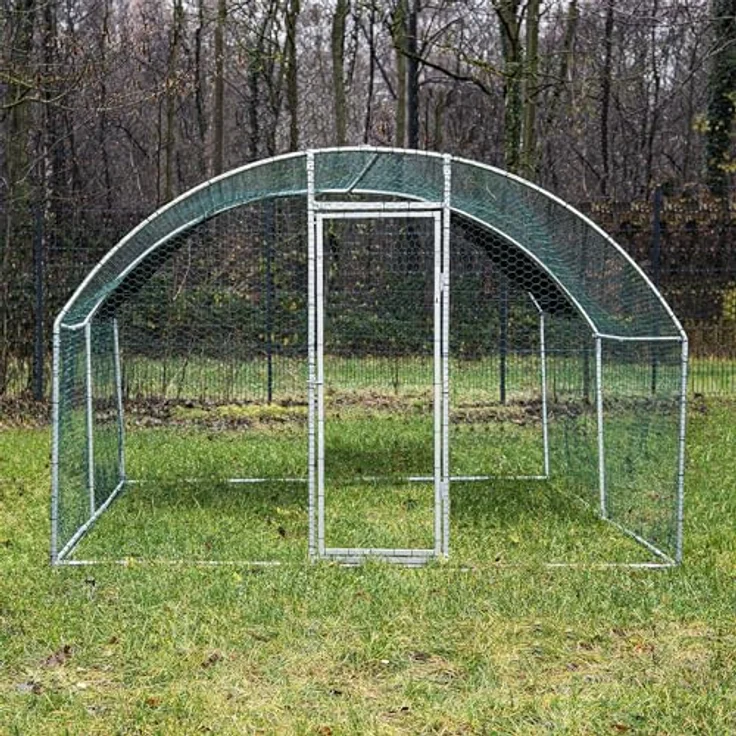WilTec Fudajo XXL Freilaufgehege 4 x 2,95 x 2 m mit Sonnendach und galvanisierten Gitterstäben, Robuste Langlebigkeit, UV-Schutz & Witterungsbeständigkeit, Geräumiges Kleintiergehege, Silber – Bild 3