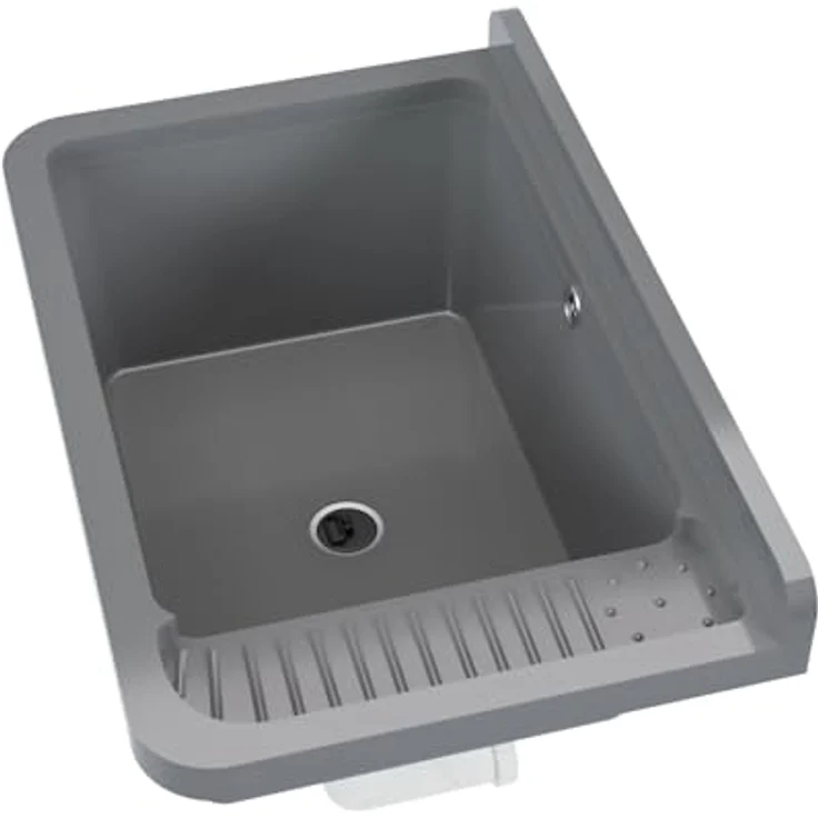 QLS Küchenspüle Gradia, Kunststoff-Spülbecken, 50 x 34 cm, mit Siphon, für draußen, Garten & Werkstatt – Bild 3