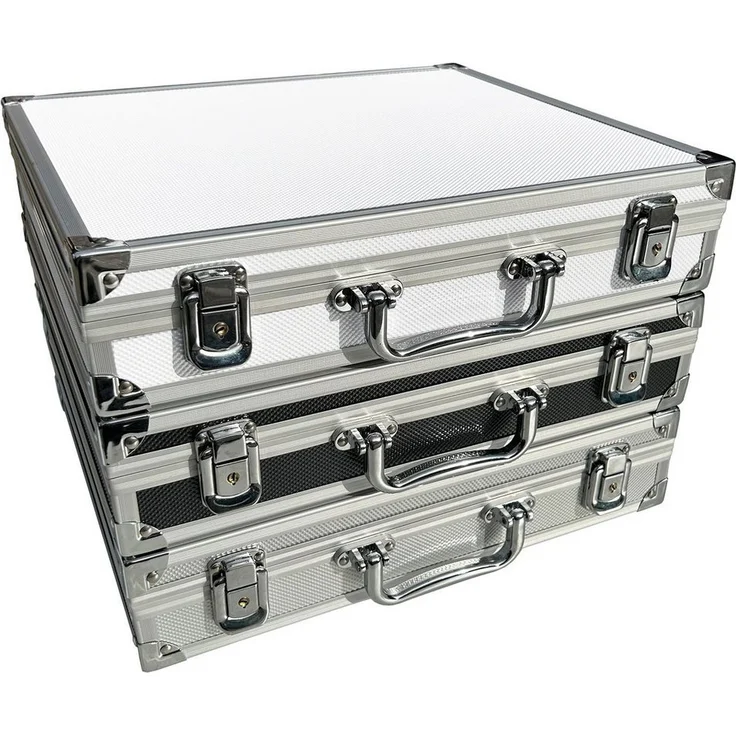 ECI Tools Werkzeugkoffer ECI Alu-Koffer Leer mit Aluminium Leisten Koffer Box Innenmaß 34 x 30,  DIN A4 Ordner schmal, Farbe Weiß – Bild 1