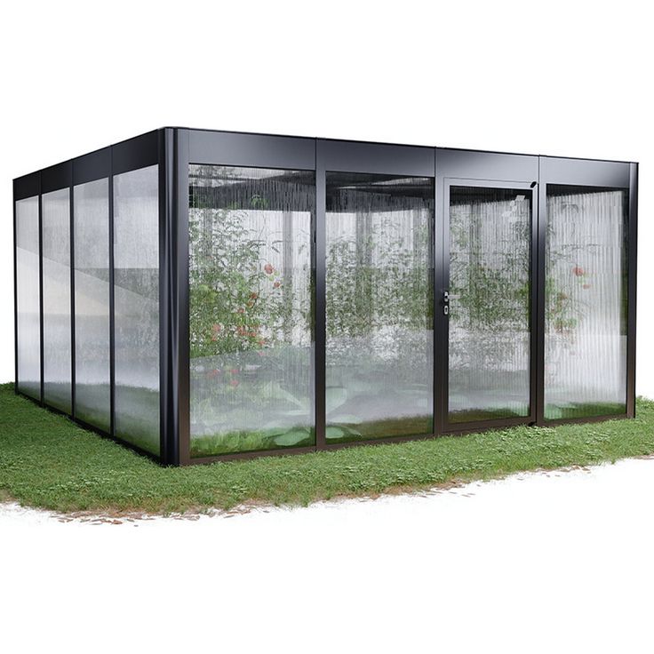 SunElements Gewächshaus 'SunGarden Select 4.4' 443 x 443 cm mit 10 mm Doppelstegplatten anthrazit-metallic, hervorragende Isolierung und starke Windlast