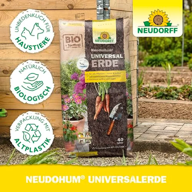 Neudorff NeudoHum Universalerde, torffreie Pflanzenerde mit organischem Dünger, 75 l – Bild 6