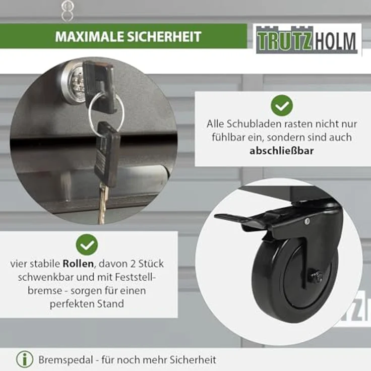 TRUTZHOLM Werkstattwagen Werkstattwagen Jumbo XXL unbestückt 11 Schubladen Stahl Anthrazit, XXL Jumbo – Bild 5