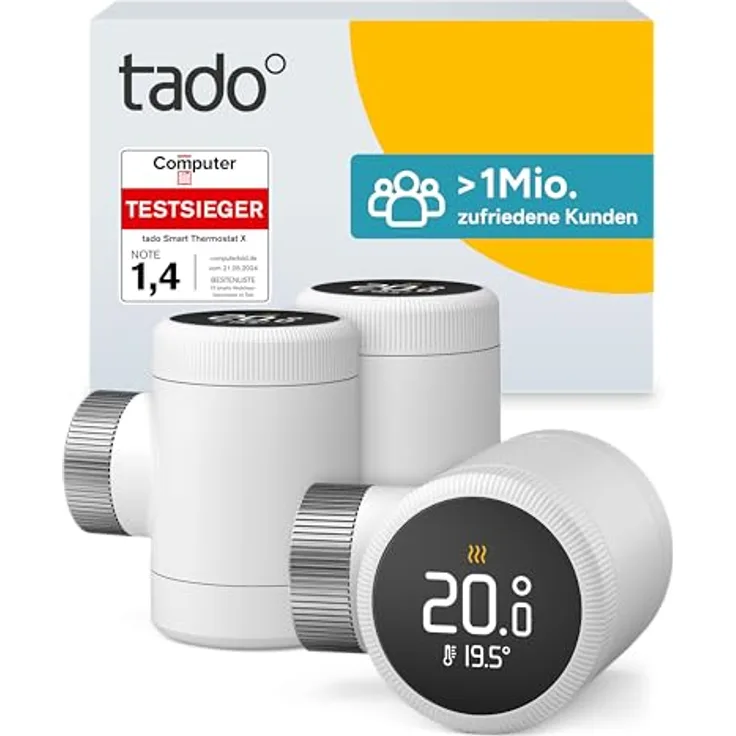 tado° Smartes Heizkörperthermostat X, Trio Pack, mit App-Steuerung und AI-Assist