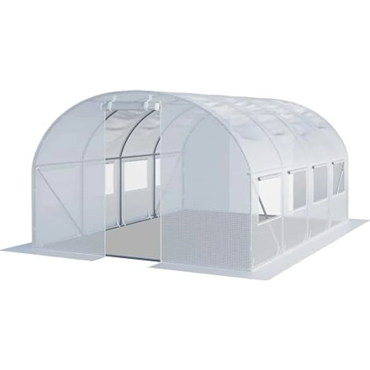 TOOLPORT Foliengewächshaus Gewächshaus 3x4m stabil & langlebig mit Fenster - reißfeste PE Plane 180g/m² weiß transparent – Bild 1