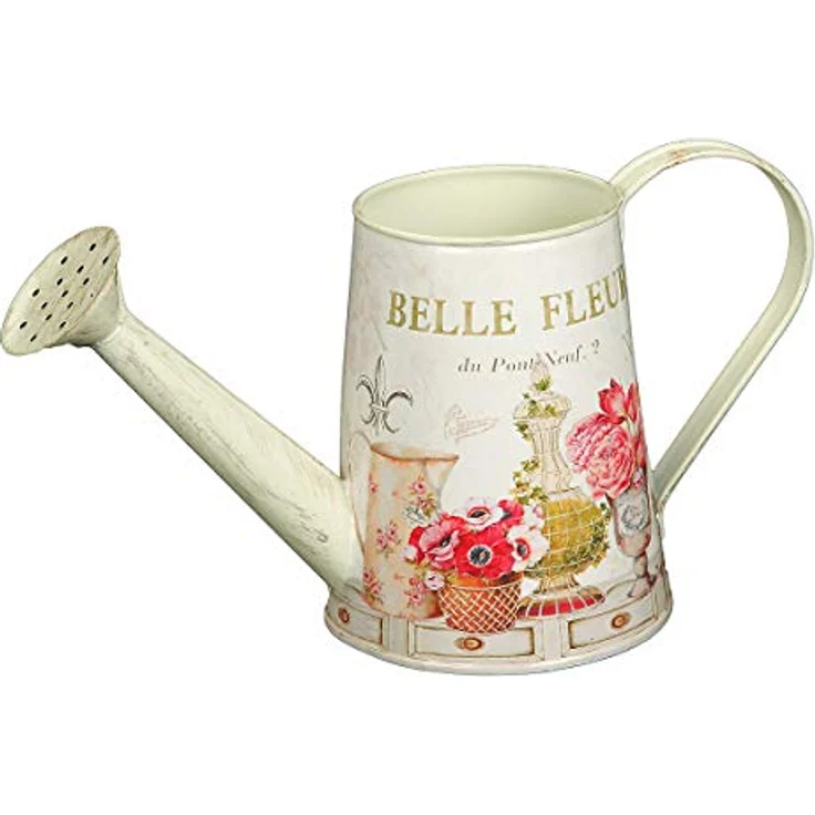 Ambiente Haus Fleur-Gießkanne, dekorative Metall-Gießkanne in antikem Creme mit Goldpinseleffekt, 1,3 L – Bild 6