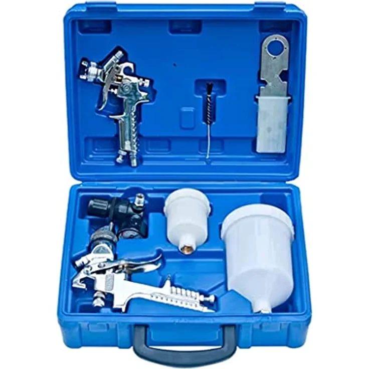 vidaXL 2x Lackierpistole mit Koffer HVLP Druckluft Spritzpistole – Bild 2
