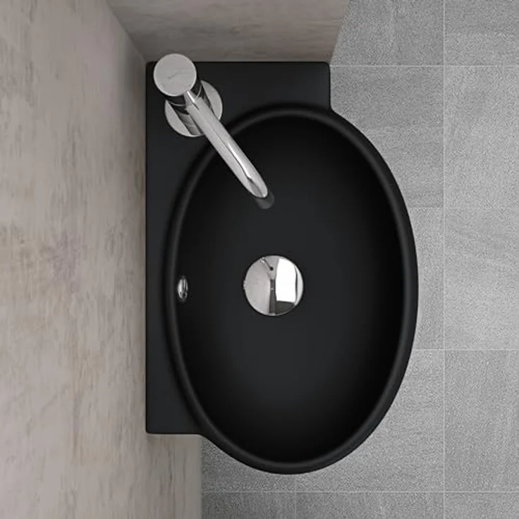 doporro Waschbecken Waschschale Keramik Wandmontage Brü001, Hängewaschbecken mit Lotus-Effekt, weiß – Bild 6