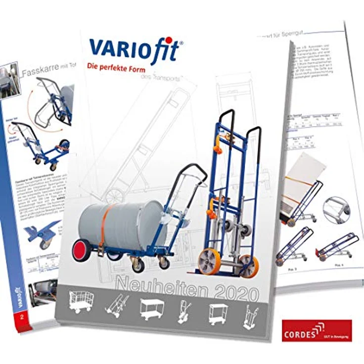 VARIOFIT VARIOfit Tischwagen, Werkstattwagen mit Schiebegriff und 2 Ladeflächen, 985x595mm, enzianblau, Traglast 250 kg – Bild 2