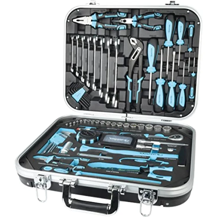 Quantool Werkzeugkoffer, 110-tlg. Werkzeugsatz mit stabilem Aluminiumrahmen und ergonomischem Design