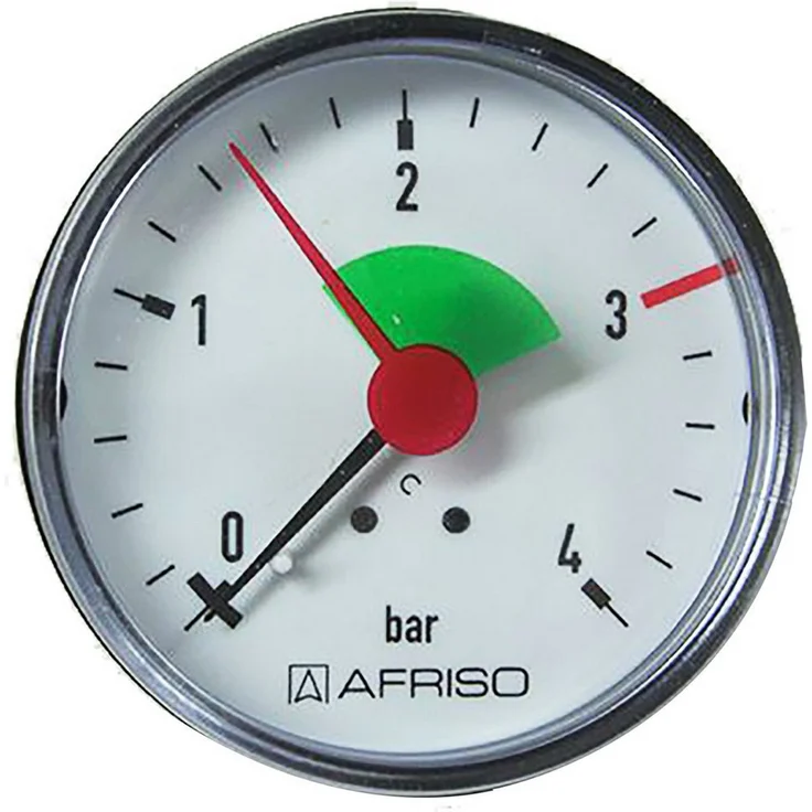 Sanicomfort Cornat sanicomfort Manometer 3/8, hinten, Messing-Kunststoff, Anzeigebereich 0-4 bar, Anschluss 9,53 mm