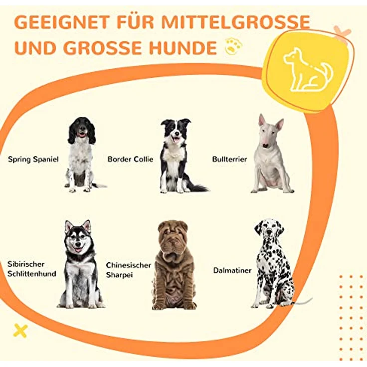 PawHut Hundekäfig, Hundehütte, Haustierkäfig mit Kissen, 2 Verriegelungen für Mittelegroße Hunde, Hundebox mit Doppeltüren, Hundehaus, Eiche, 90 x 58 x 65 cm – Bild 4