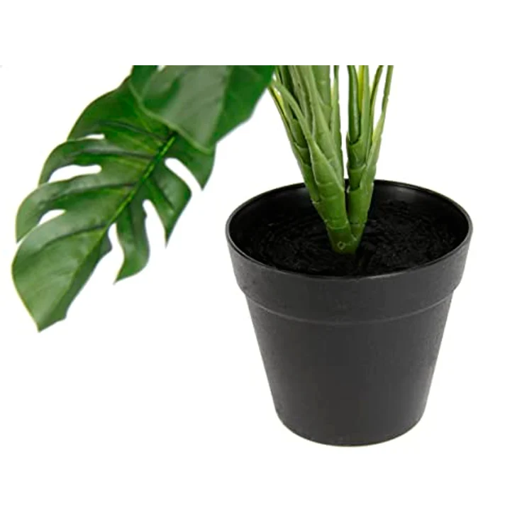 Flair Flower Künstliche Splitphilo-Pflanze mit Übertopf Monstera Deko Kunst-Pflanze Seidenblumen Seidenpflanzen Real Touch grün groß Grünpflanze Büropflanze, 044472GN, 46x35x35 cm – Bild 5