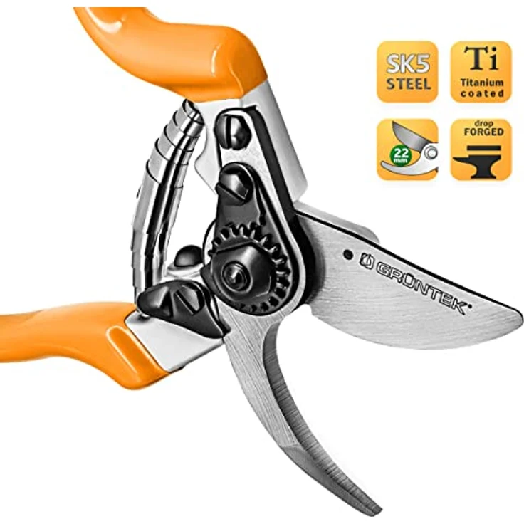 GRÜNTEK Gartenschere Z-25, für LINKSHÄNDER, Geschmiedete Premium Baumschere Rebschere 215mm, Bypass, ergonomische Griffe. Geld-ZURÜCK-GARANTIE !! – Bild 2