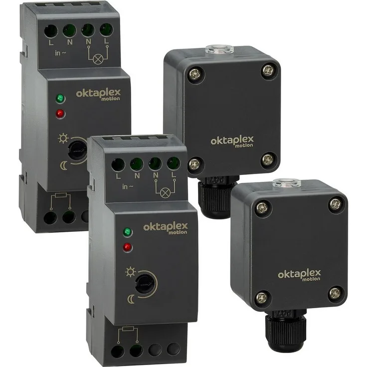 Oktaplex motion Dämmerungsschalter 2er Set Edi Dämmerungssensor mit externe Sonde, für Hutschiene EN50022 TH35 35mm, Anthrazit