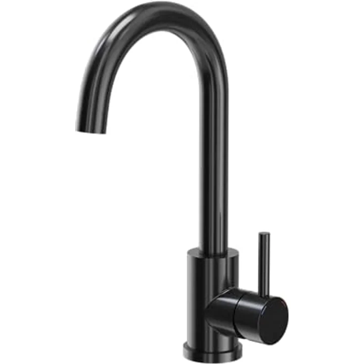 VBChome Edelstahlspüle mit Armatur 50 x 45 cm Schwarz Einbauspüle mit Hahnloch und großer Becken Ablaufgarnitur - PVD Schwarze Armatur und hygienisches SteelQ-Edelstahl – Bild 3