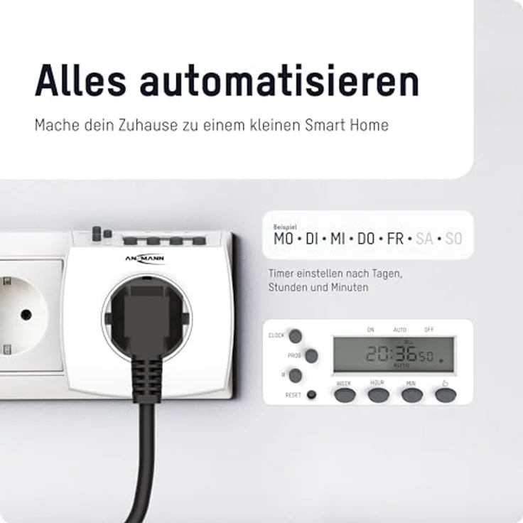 ANSMANN AG Zeitschaltuhr 1260-0011, mit Zufallsfunktion und Sommer-/Winterzeitumstellung, ideal für Wohnraumbeleuchtung und Geräte – Bild 3