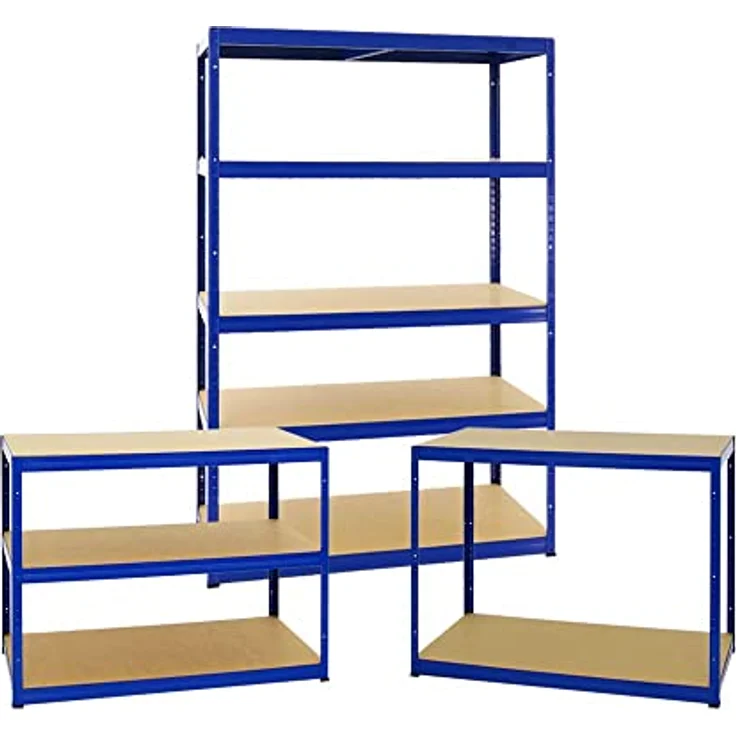 Proregal Schwerlastregal Mega Deal Big Elephant M, H180 x B120 x T60 cm, Traglast 250 kg pro Boden, 5 höhenverstellbare Böden, Blau – Bild 6