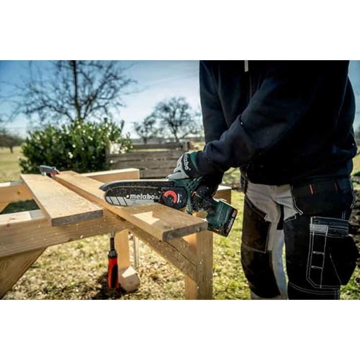 Metabo MS 18 LTX 15, Akku Kettensäge mit 15 cm Sägeschiene und sicherem Griffschutz, 18 V/2,0 Ah – Bild 8