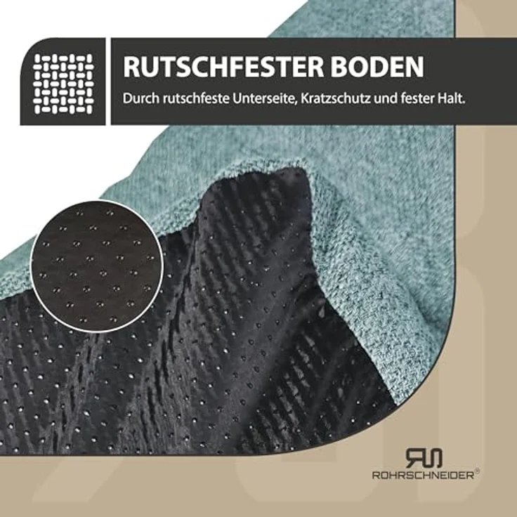 Rohrschneider Hundebett Gr. 2, strapazierfähiges Hundekissen mit Anti-Rutsch, inkl. Futternapf, türkis, 50 x 80 x 7 cm – Bild 5