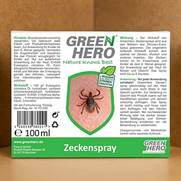 Green Hero Zeckenspray schützt zuverlässig vor Zecken, Mücken & Moskitos 100ml Zeckenschutz mit dem gut duftendem Wirkstoff EC-Öl, geeignet für Erwachsene und Kinder ab dem 6. Monat – Bild 5