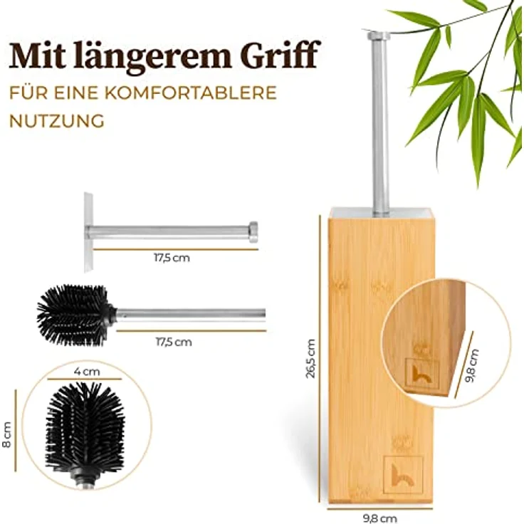 HENNEZ Toilettenbürste Silikon mit Bambus Bürstenhalter - Silikon Toilettenbürste mit Halter Toilettenbürstenhalter WC Bürste Klobürste Silikon Klobürste Toilettenbürste Silikon WC Bürste Kloreiniger – Bild 4