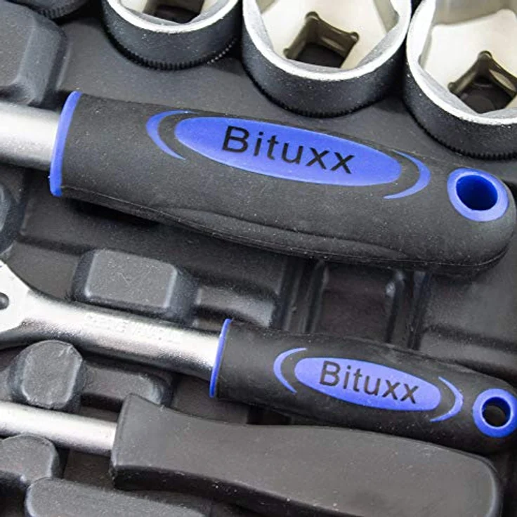 BITUXX 82 tlg Knarrenkasten Ratschenschlüssel Werkzeugkoffer Werkzeugkiste bestückt – Bild 5