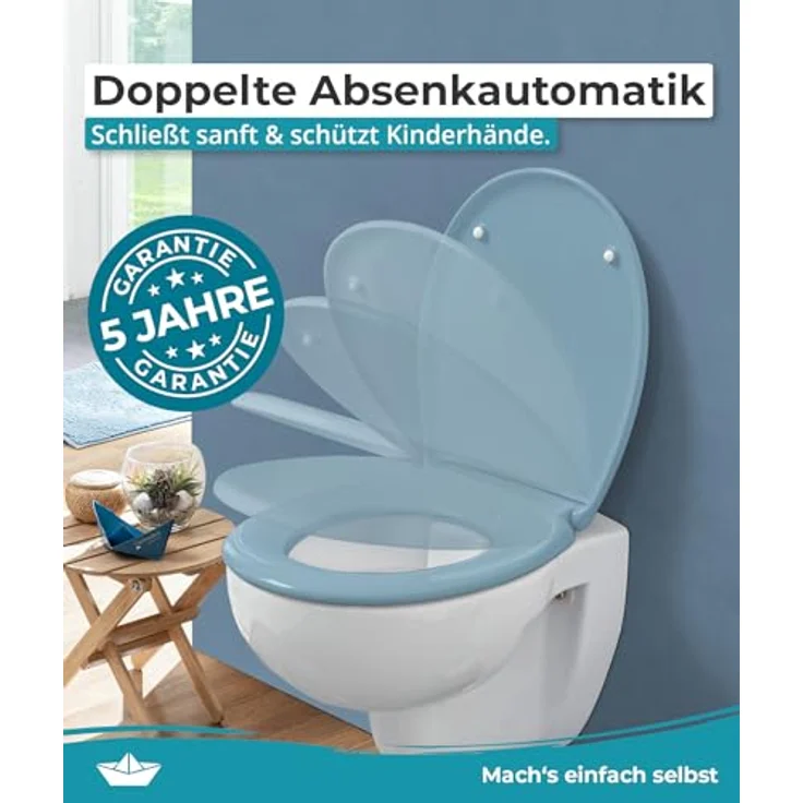 Calmwaters WC Sitz Premium Bermuda-Blau, Duroplast mit Absenkautomatik, antibakteriell, 250 kg Tragkraft, abnehmbar, Made in EU – Bild 4