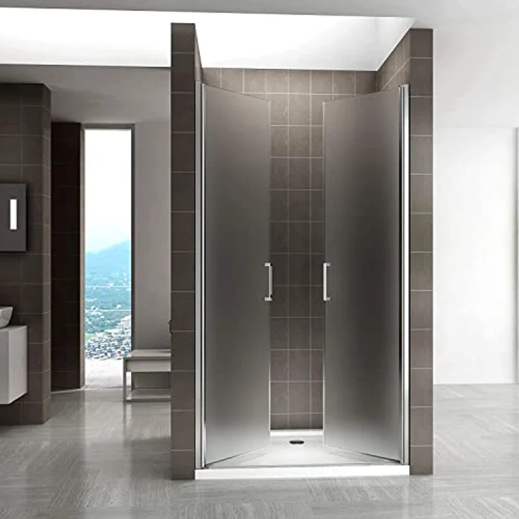 i-flair Duschtür 89-92 cm, 185 cm Höhe, satiniertes 6 mm Sicherheitsglas, mit Edelstahlgriffen und Nano-Beschichtung – Bild 4