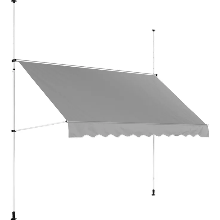Uniprodo Klemmmarkise Klemmmarkise - 300x120cm - UV-resistent - anthrazitgrau/weiß