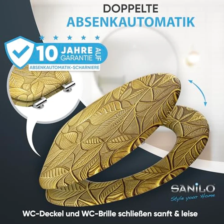 Sanilo WC-Sitz Bractea, mit Absenkautomatik, Holz, antibakterielle Oberfläche, 47 x 37,7 cm – Bild 3