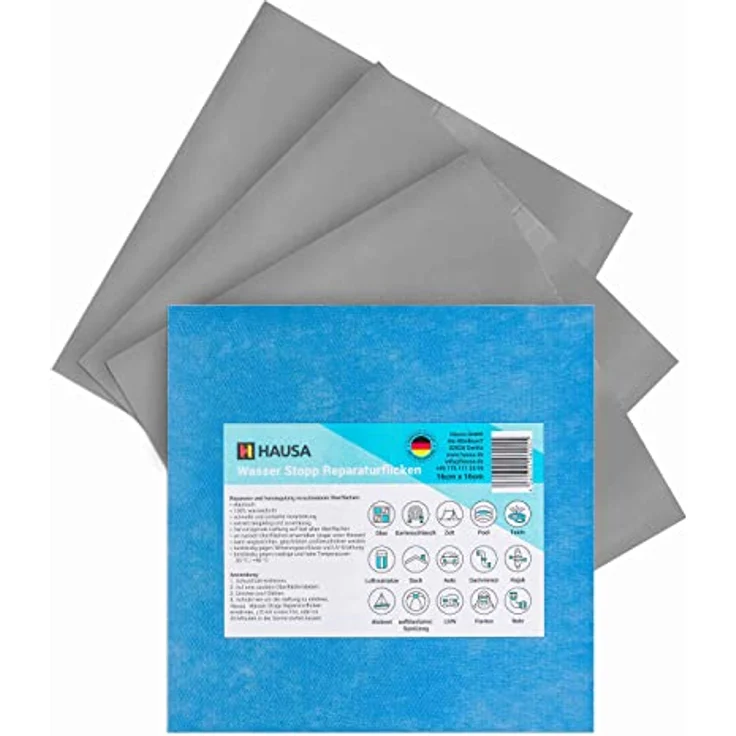 HAUSA Wasser Stopp Pool Reparaturflicken 5er Set, selbstklebend, 16x16 cm, wasserdicht und unter Wasser anwendbar – Bild 1