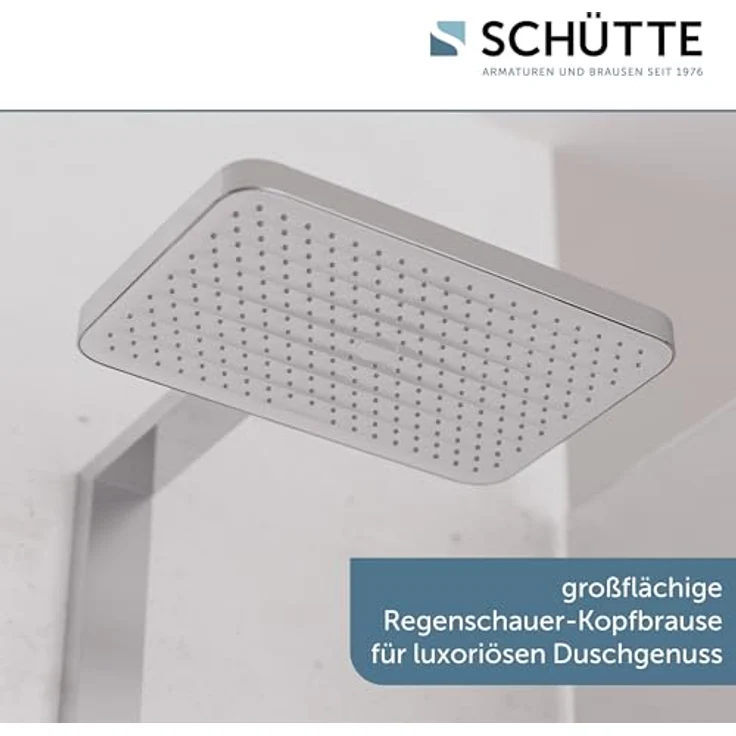 Schütte Brausegarnitur LA PALMA, Regendusche mit Antikalk-Beschichtung, 3 Strahlarten, Höhenverstellbar 105 cm, Komplett-Set, wassersparend – Bild 3