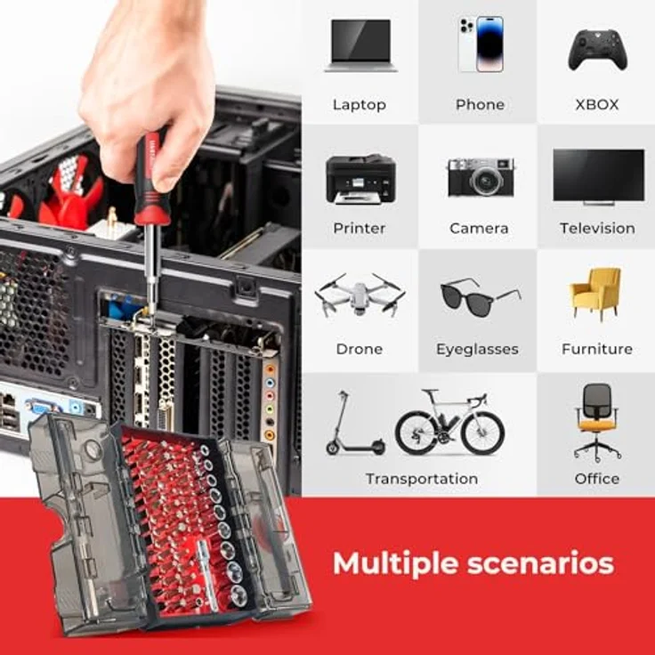 Mustbau 78 Psc in 1 Feinmechaniker Schraubendreher Set, Werkzeug Set mit Torx T10-T40, Hex H2-H6, Phillips 0-3 usw. für PS4, Switch, Laptop, PC, Brillen, Uhren – Bild 3