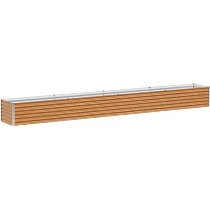 vidaXL Hochbeet aus verzinktem Stahl, hellbraun, 390 x 50 x 36 cm mit sicherheitsoptimierten Kanten und wetterbeständigem Design – Bild 1