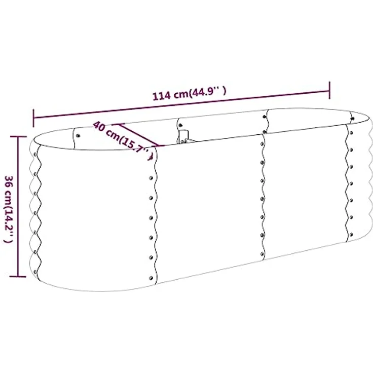 vidaXL Hochbeet Hochbeet Pulverbeschichteter Stahl 114x40x36 cm Grün (1 St) - Wetterbeständiges Pflanzgefäß für Balkon, Terrasse und Garten – Bild 6