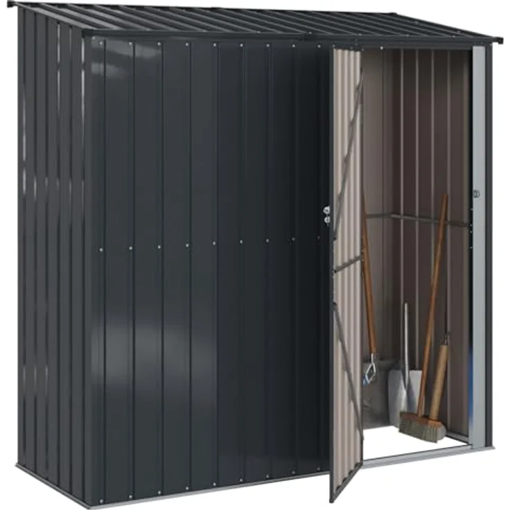 vidaXL Gartenhütte Anthrazit 203 x 85,5 x 200 cm, wetterfester Metall-Speicher für Gartenwerkzeuge, rechteckig, rostbeständig, einfache Montage – Bild 1