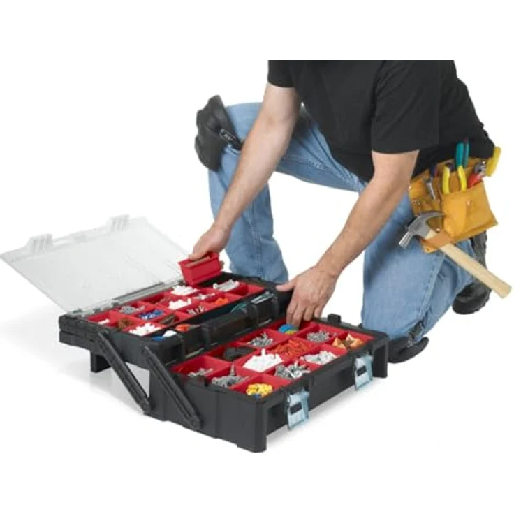 Keter 17185073 Sortimentskasten Master Pro Serie Cantilever 22 Zoll, Kunstoff, rot-silber – Bild 5