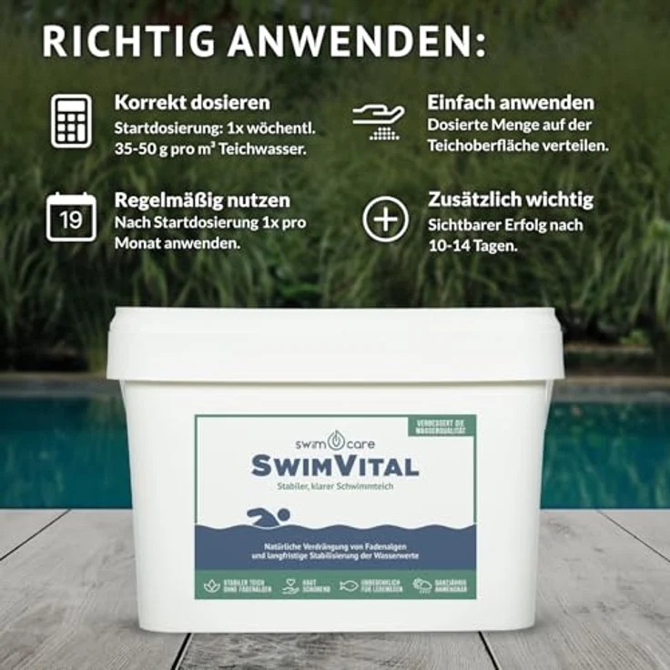 SWIMCARE SwimVital, 10 kg Fadenalgenverdränger, 100% biologisch für Teichpflege – Bild 5