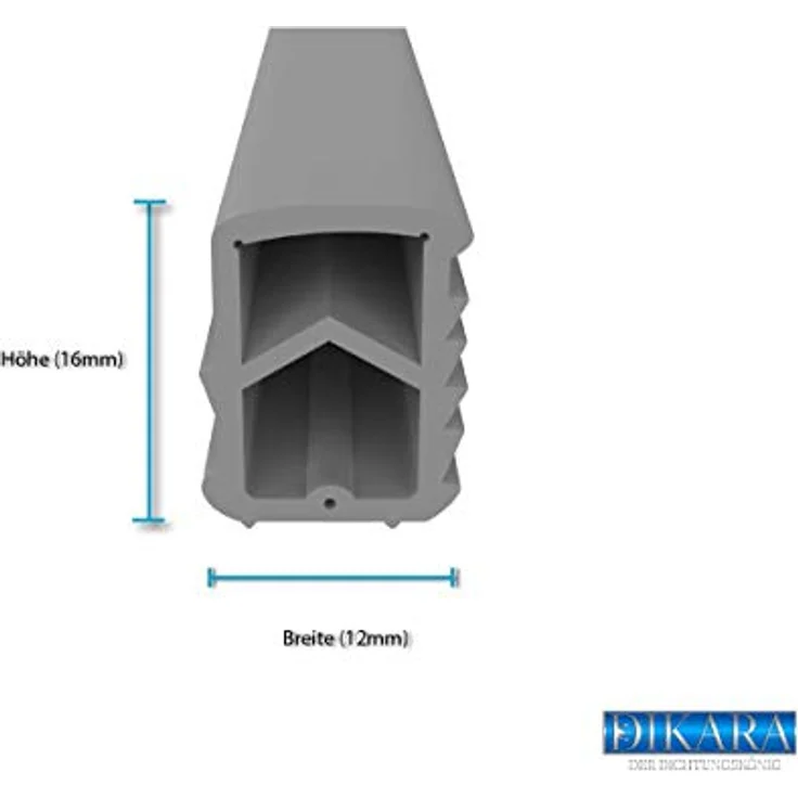 Dikara Stahlzargendichtung Grau 5m, Dichtungshöhe 16mm, Dichtungsbreite 12mm, gegen Zugluft, Lärm und Staub, Heizkostenersparnis – Bild 2