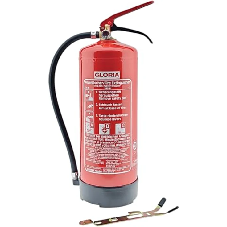 Gloria Dauerdruck Pulverfeuerlöscher PD6GA 6kg Brandklasse A, B, C mit Wandhalter Gloria – Bild 4
