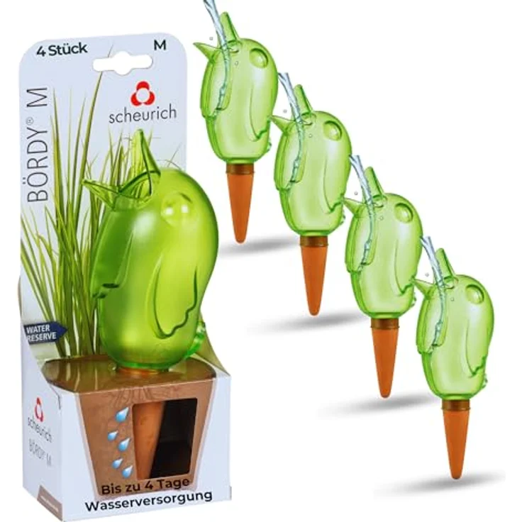Wasserspender Bördy Farbe Grün, Größe 20cm, Inhalt 220ml für bis zu 4 Tage Bewässerung Ihrer Pflanzen (4) - Scheurich – Bild 2